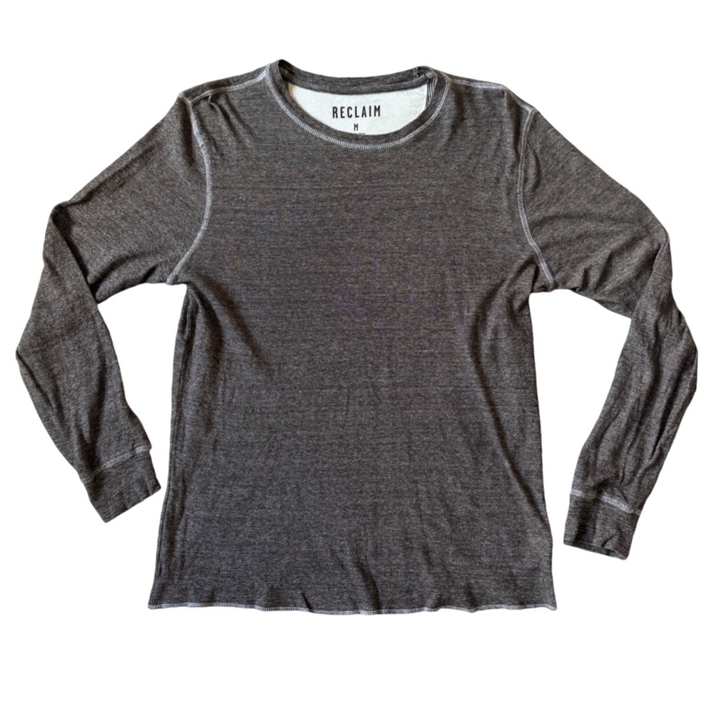 Reclaim Mens Charcoal Gray Heather Long Sleeve Thermal‎ Shirt FK002 Size M